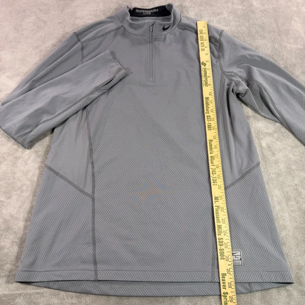 Nike Pro Combat Pullover Mens XL‎ Grey Hyperwarm Lite 1/4 Zip Fitted Dri-FIT